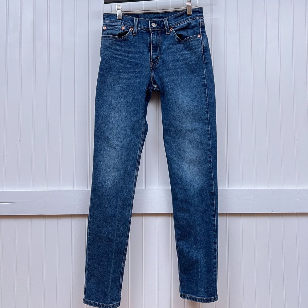 Levi's Mid Rise Skinny Straight Jean All Seasons Tech Women's 28 Blue Denim